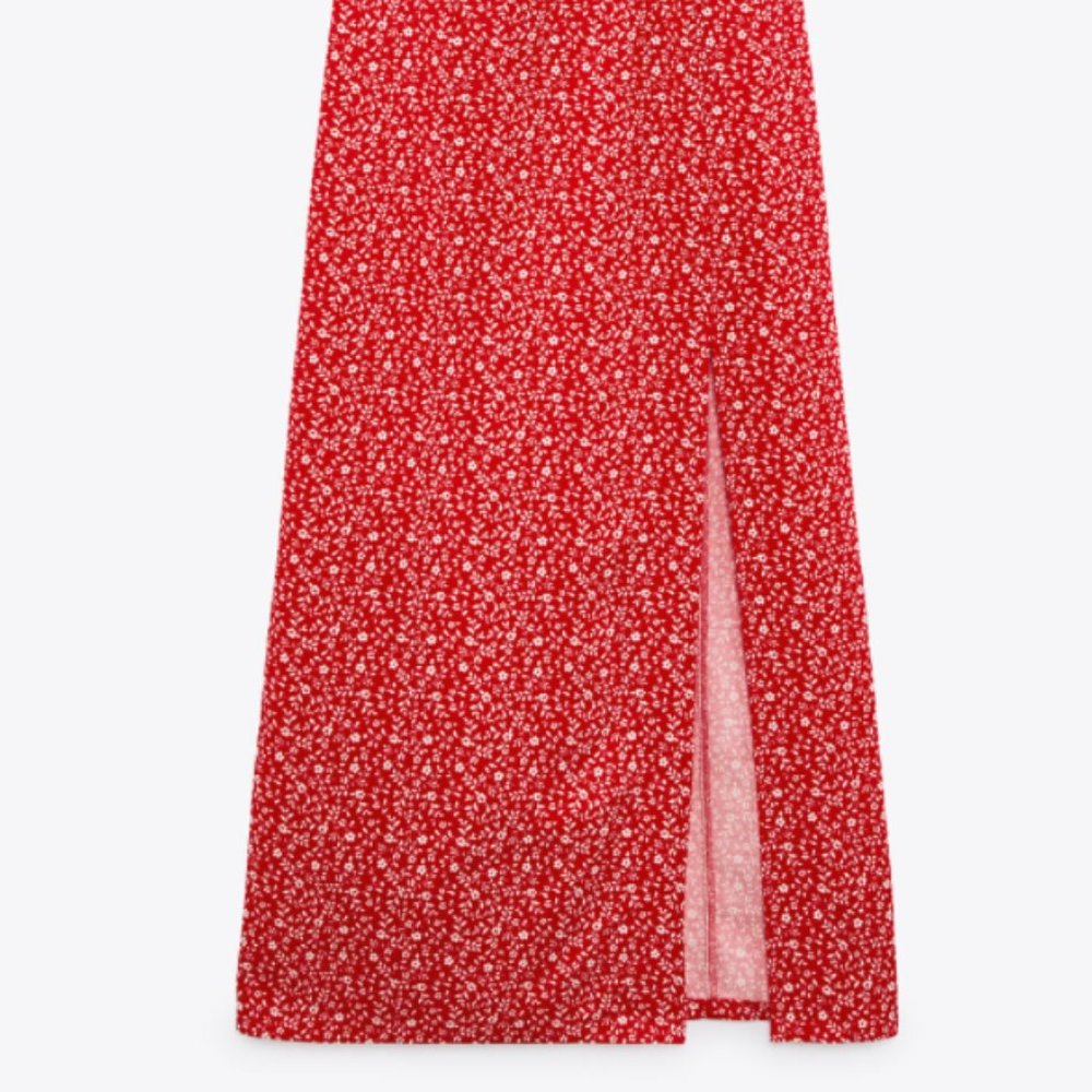 ZARA WOMAN NWT SS21 RED-WHITE FLORAL PRINT DRESS MEDIUM 4688/305 NEW - Picture 9 of 10